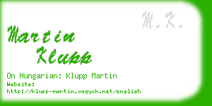 martin klupp business card